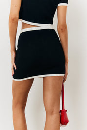 Contrast Piping Co Ord Knit Mini Skirt