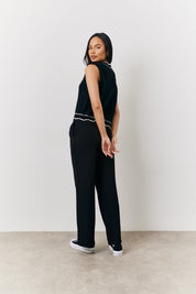 Black Knitted Contrast Scallop Edge Waistcoat