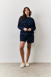 Bow Print Long Sleeve and Short PJ Set