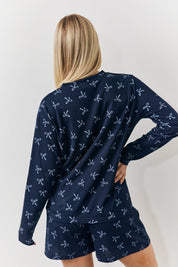 Bow Print Long Sleeve and Short PJ Set