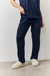 Navy Cherry Print T Shirt and Cuff Jogger Pj Set