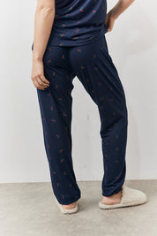 Navy Cherry Print T Shirt and Cuff Jogger Pj Set