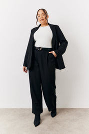 Black Relaxed Pocket Detail Blazer