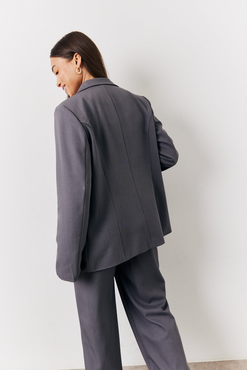 Charcoal Relaxed Pocket Detail Blazer