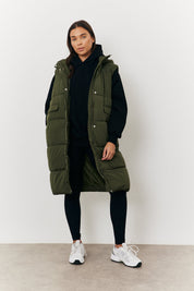 Longline Hooded Puffer Gilet