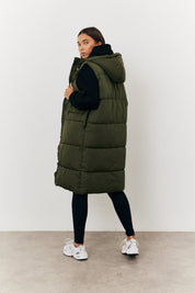 Longline Hooded Puffer Gilet