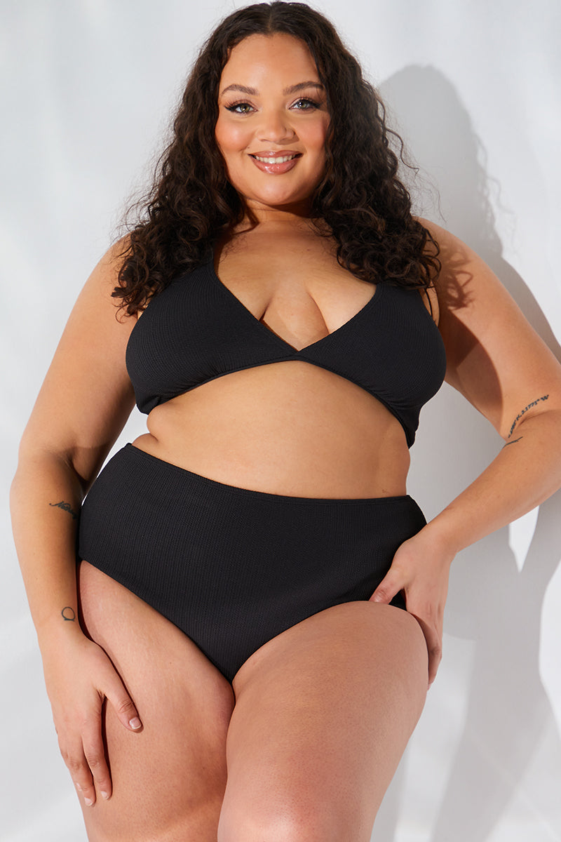 Sculpt and Control Crinkle Wrap Front Halter Bikini Top