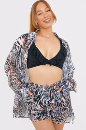 Elasticated Waist Leopard Print Co-Ord Beach Short