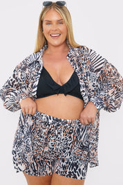 Elasticated Waist Leopard Print Co-Ord Beach Short
