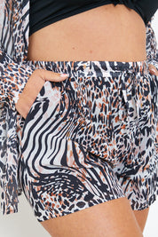 Elasticated Waist Leopard Print Co-Ord Beach Short