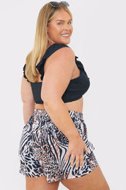 Elasticated Waist Leopard Print Co-Ord Beach Short