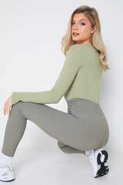 Long Sleeved Ribbed Square Neck Bodysuit