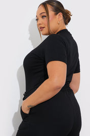 Ribbed Crew Neck Short Sleeve Bodysuit