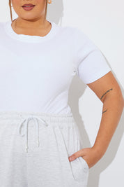 Ribbed Crew Neck Short Sleeve Bodysuit