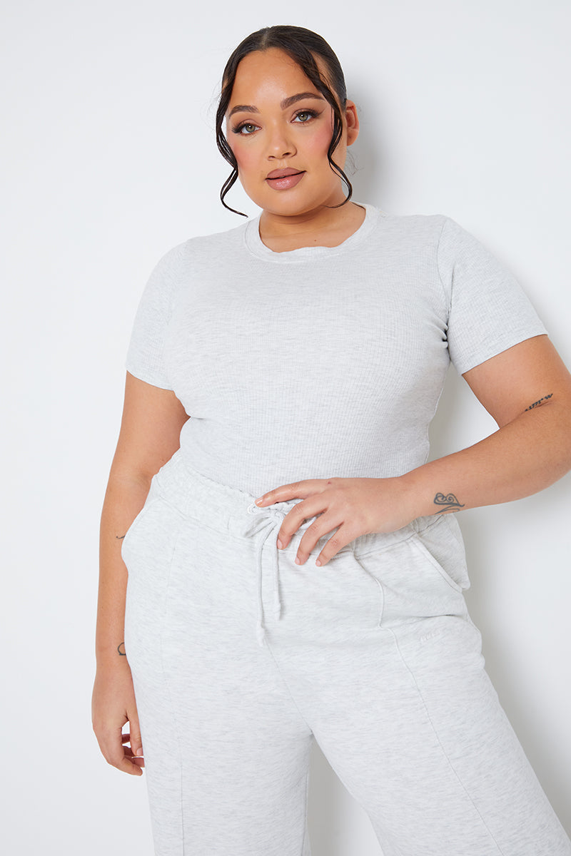 Ribbed Crew Neck Short Sleeve Bodysuit