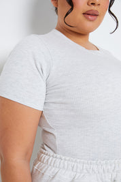 Ribbed Crew Neck Short Sleeve Bodysuit