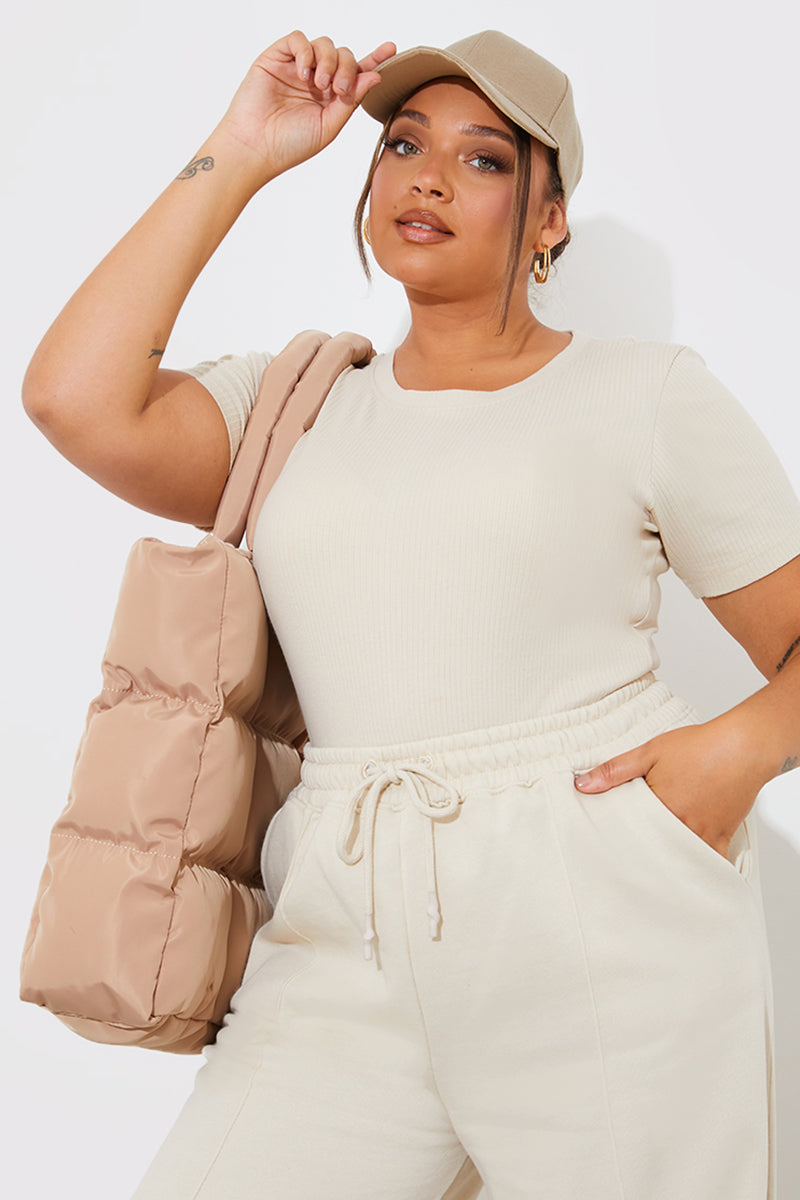 Ribbed Crew Neck Short Sleeve Bodysuit