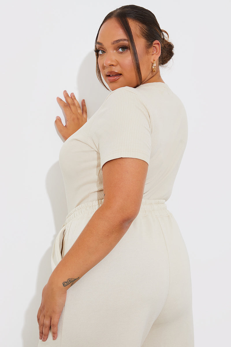 Ribbed Crew Neck Short Sleeve Bodysuit