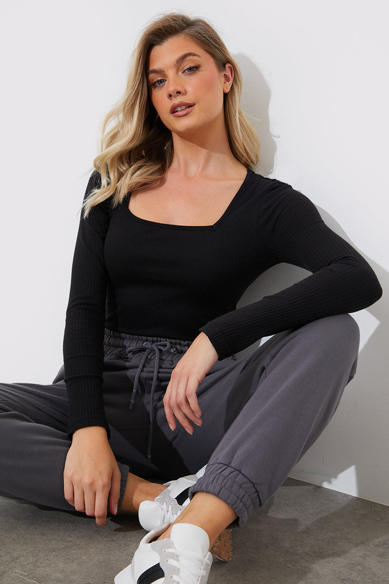 More Sustainable Ribbed Square Neck Bodysuit