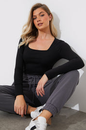 More Sustainable Ribbed Square Neck Bodysuit