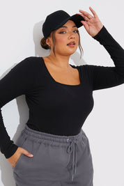 More Sustainable Ribbed Square Neck Bodysuit