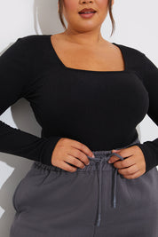 More Sustainable Ribbed Square Neck Bodysuit