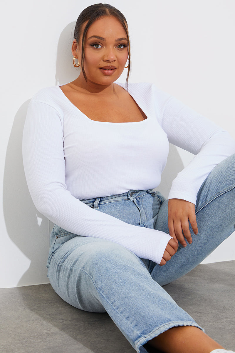 More Sustainable Ribbed Square Neck Bodysuit