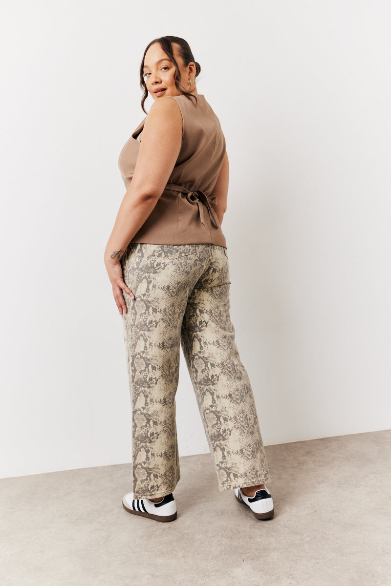 Stone Square Neck Longline Waistcoat