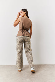 Stone Square Neck Longline Waistcoat