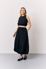 In The Style Balloon Co-Ord Crop Top in Black