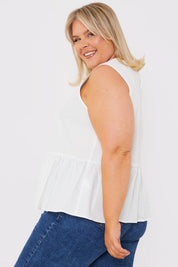 Cotton Sleeveless Peplum Blouse