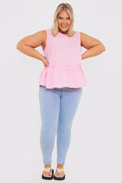 Cotton Sleeveless Peplum Blouse