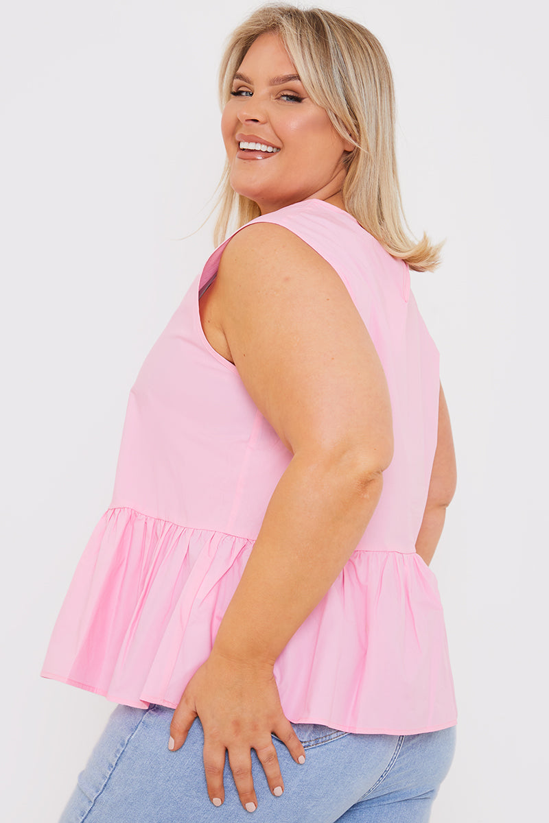 Cotton Sleeveless Peplum Blouse