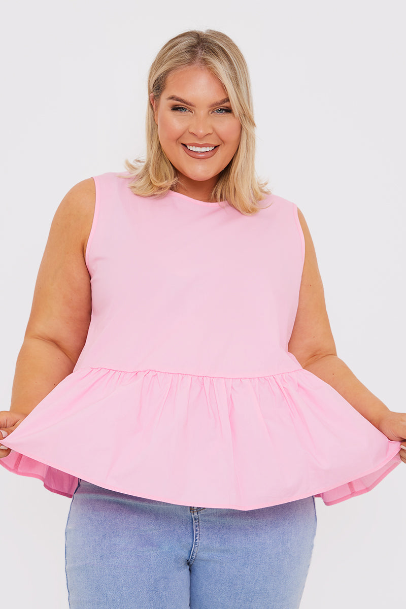 Cotton Sleeveless Peplum Blouse