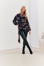 Floral Tie Waist Blouse