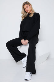 Crew Neck Fleecback Sweater