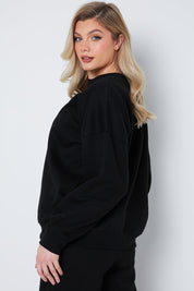 Crew Neck Fleecback Sweater