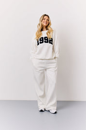Cream 1992 Embroidered Slogan Sweatshirt