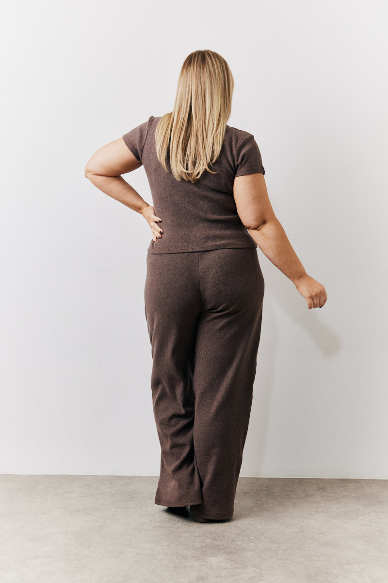 Brushed Rib Scoop Neck Co Ord Top