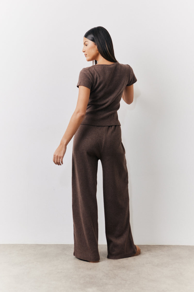 Brushed Rib Scoop Neck Co Ord Top