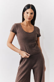 Brushed Rib Scoop Neck Co Ord Top