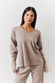 Brushed Rib v Neck Co Ord Top