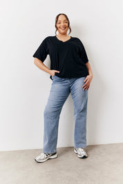 Black and White 2 Pack Slouchy V-Neck T-Shirt