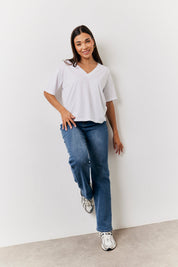 Black and White 2 Pack Slouchy V-Neck T-Shirt