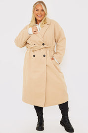 Faux Wool Belted Longline Coat
