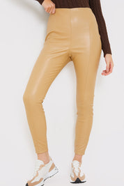Leather Look Leggings With Elasticated Waist
