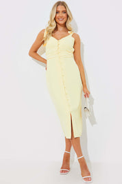 Tie Strap Ruched Under Bust Midi Dress