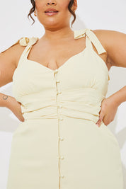 Tie Strap Ruched Under Bust Midi Dress