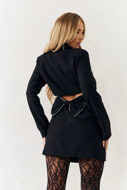 In The Style Black Bow Back Detail Mini Blazer Dress