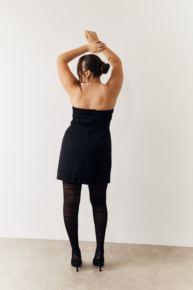 black split hem mini dress Miss Selfridge linen strappy slit hem mini dress in black